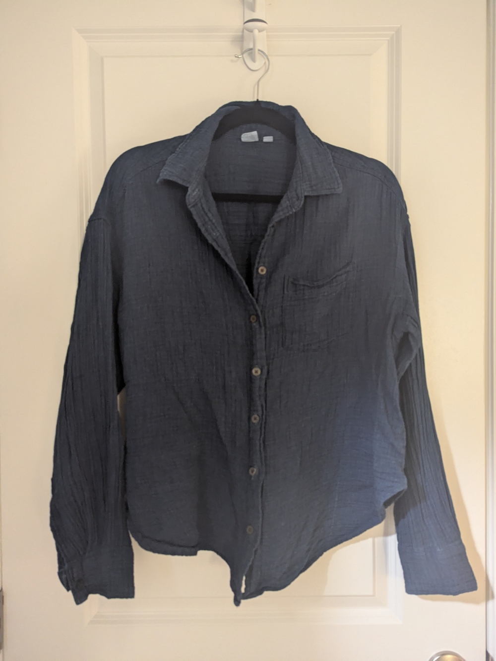 GAP Navy Textured Button-Down Shirt for Women